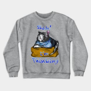 wise cat thinking Crewneck Sweatshirt